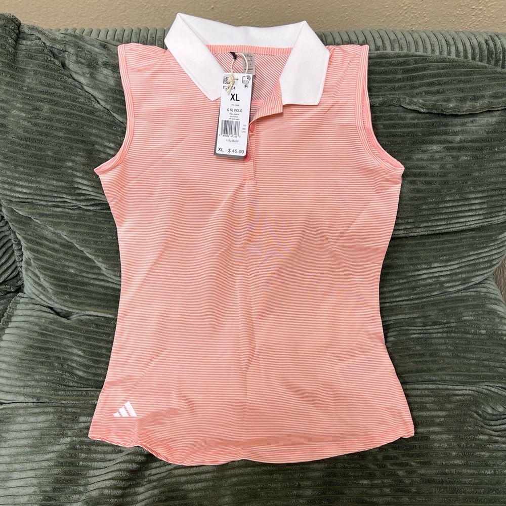 adidas Coral Sleeveless Polo with White Collar